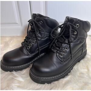 Coleman Workwear Black Steel Toe Safety Boots (7.5 Men’s) (9 Womens) Mid Lace Up